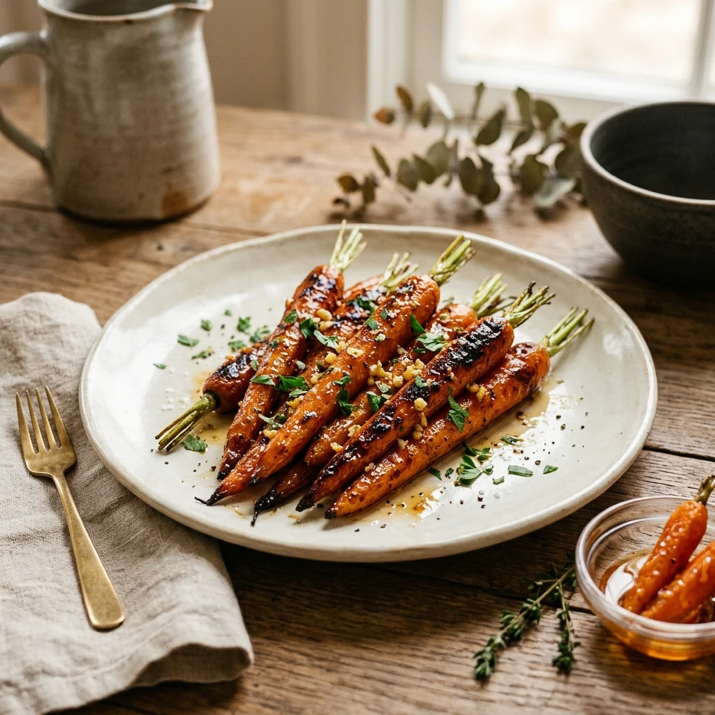 Easy Honey Garlic Butter Roasted Carrots