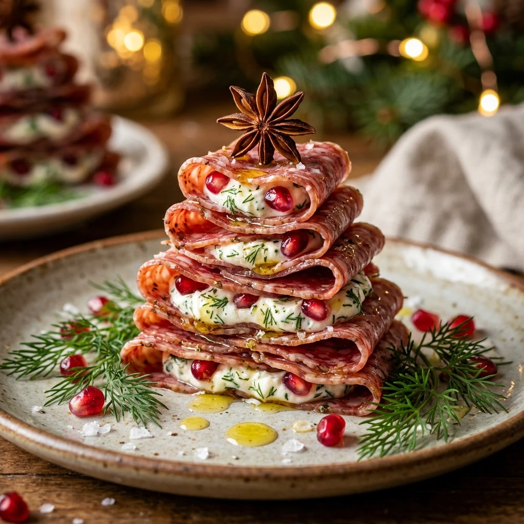 Festive Christmas Tree Salami Appetizers