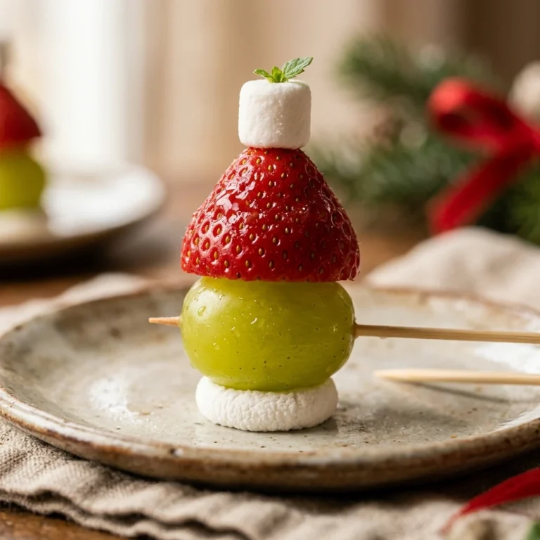Grinch-Inspired Santa Hat Fruit Bites