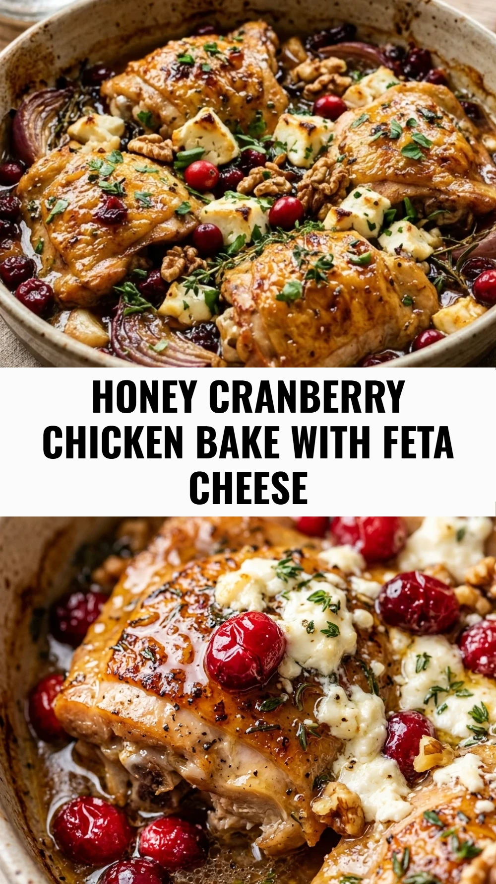 Honey Cranberry Chicken Bake with Feta Cheese