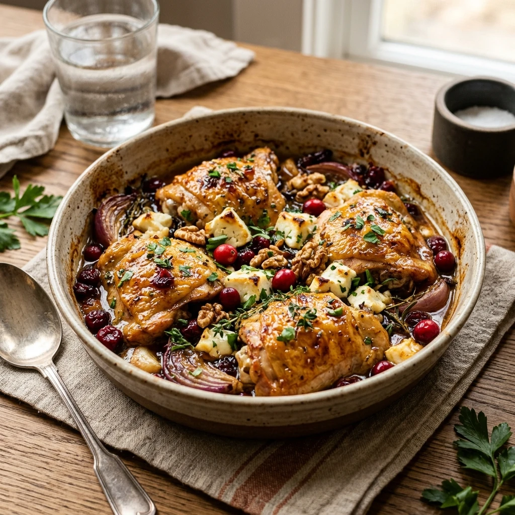 Honey Cranberry Chicken Bake with Feta Cheese