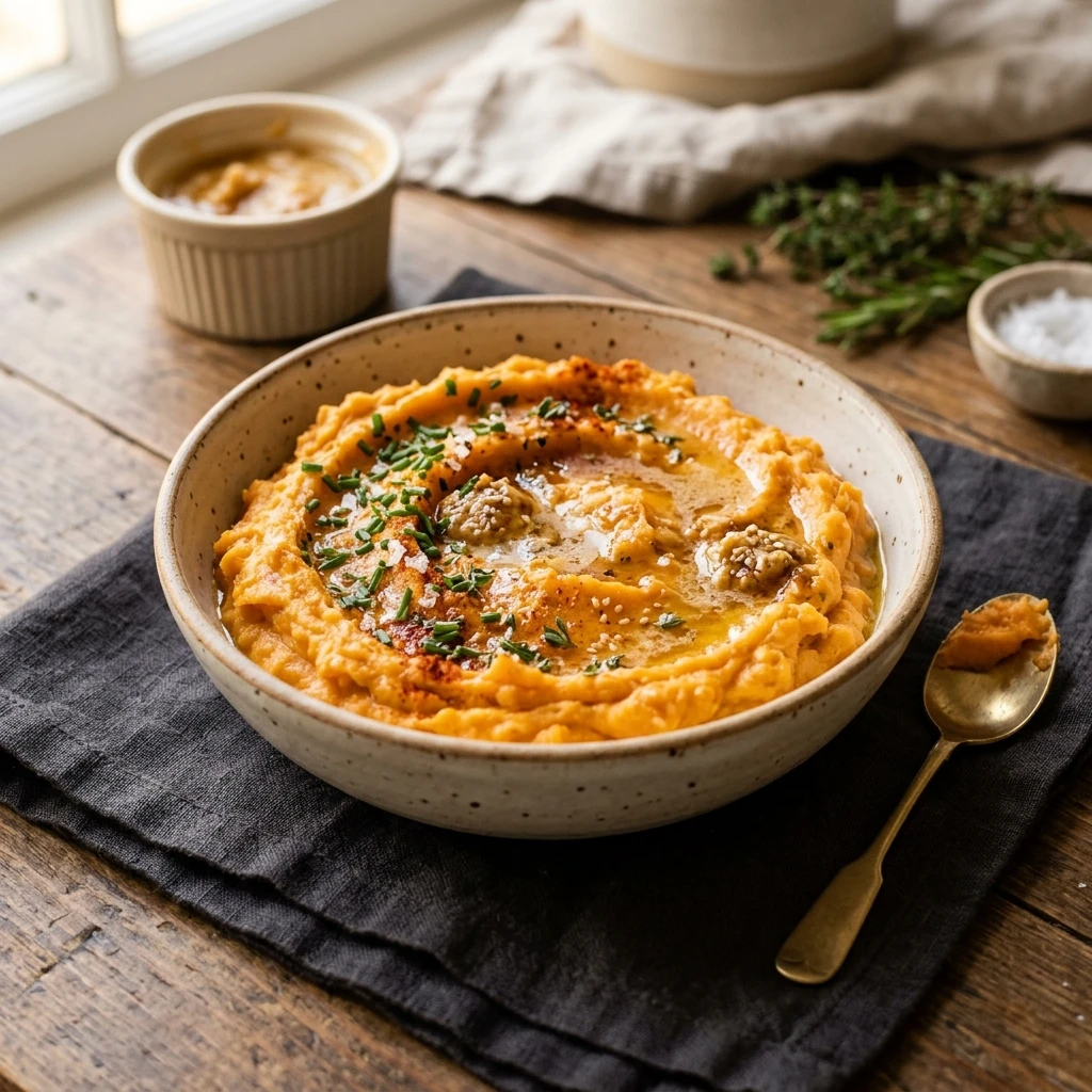 Mashed Sweet Potatoes with Miso Butter