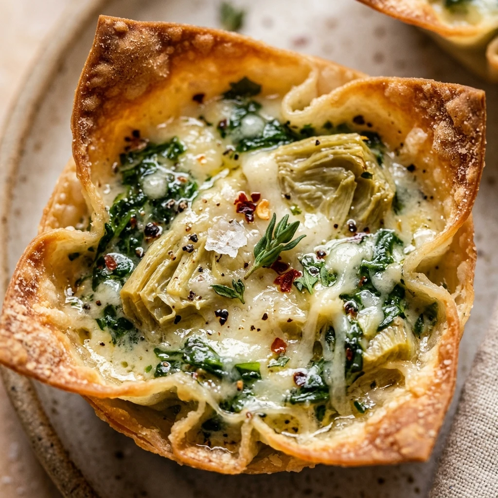 Spinach Artichoke Wonton Cups