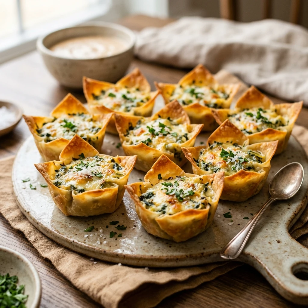 Spinach Artichoke Wonton Cups